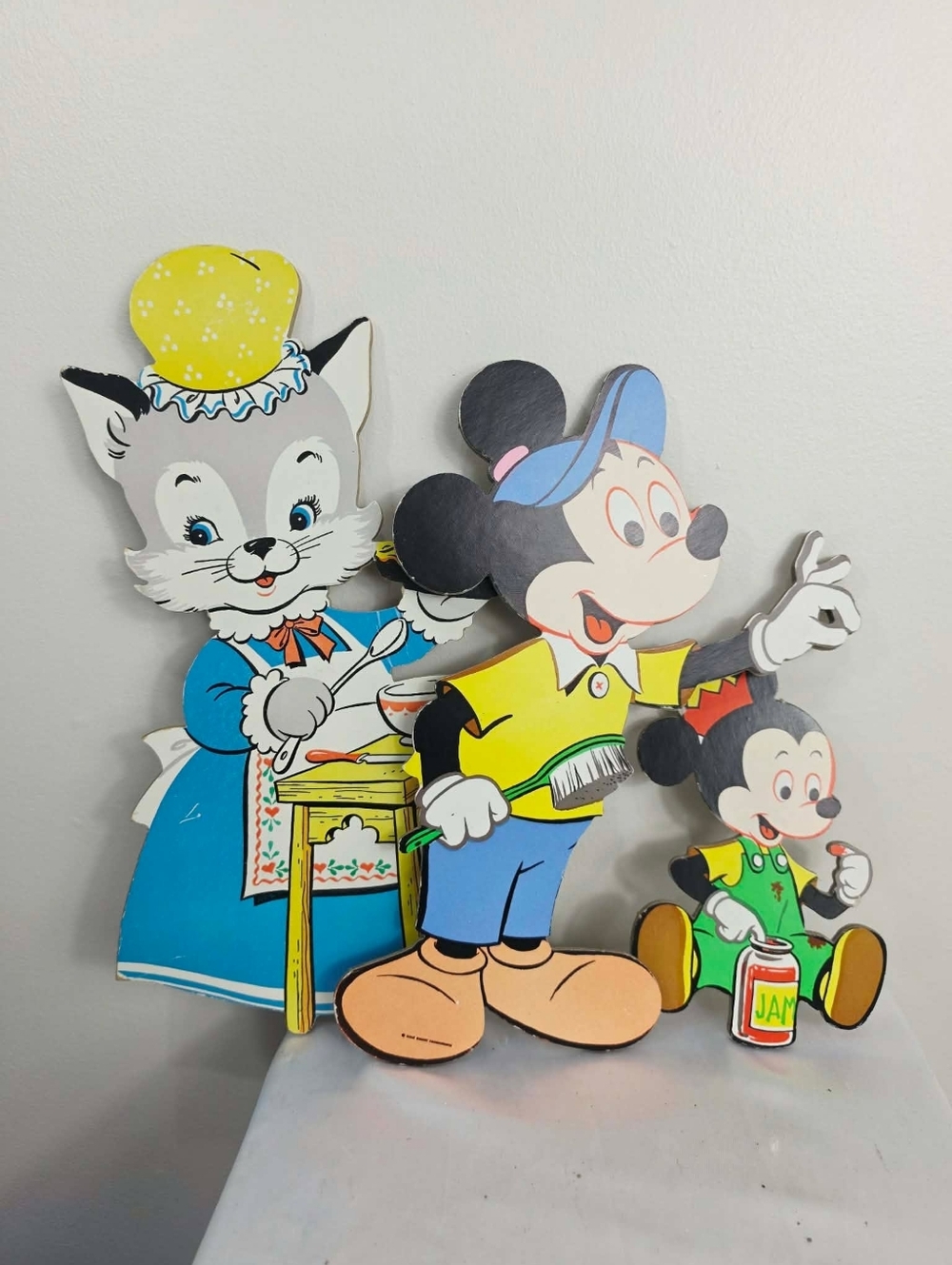 Vintage Mickey & Friends Wooden Cutout - Yellow & Blue